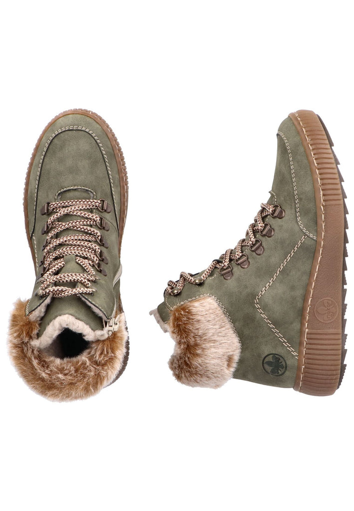 Rieker Stiefelette Lederimitat Grün Warmfutter
