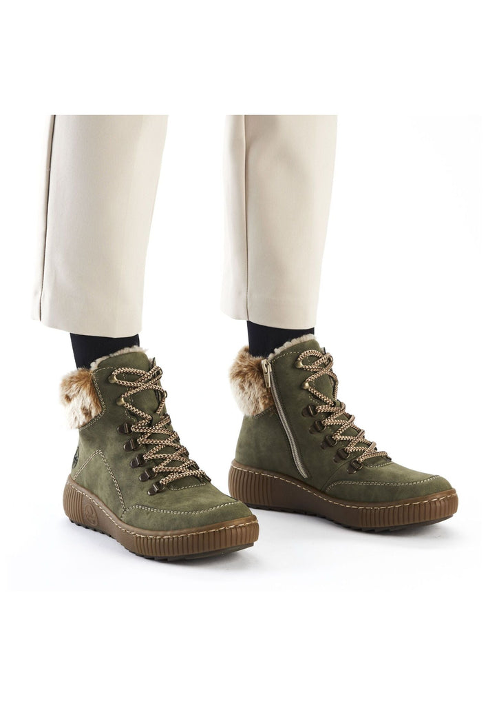 Rieker Stiefelette Lederimitat Grün Warmfutter