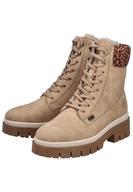 Rieker Stiefelette Lederimitat Hellbraun Warmfutter