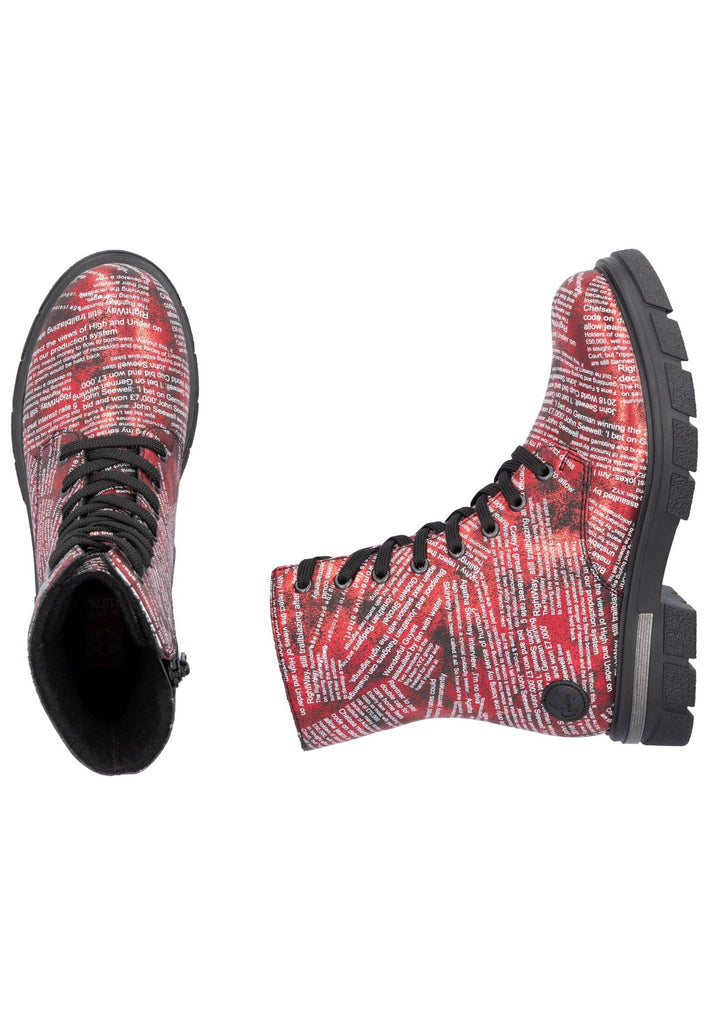 Rieker Stiefelette Lederimitat Rot/Schwarz Warmfutter