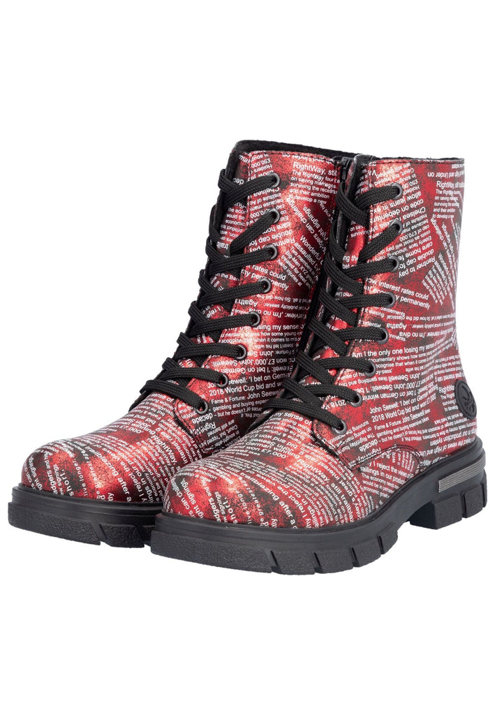 Rieker Stiefelette Lederimitat Rot/Schwarz Warmfutter
