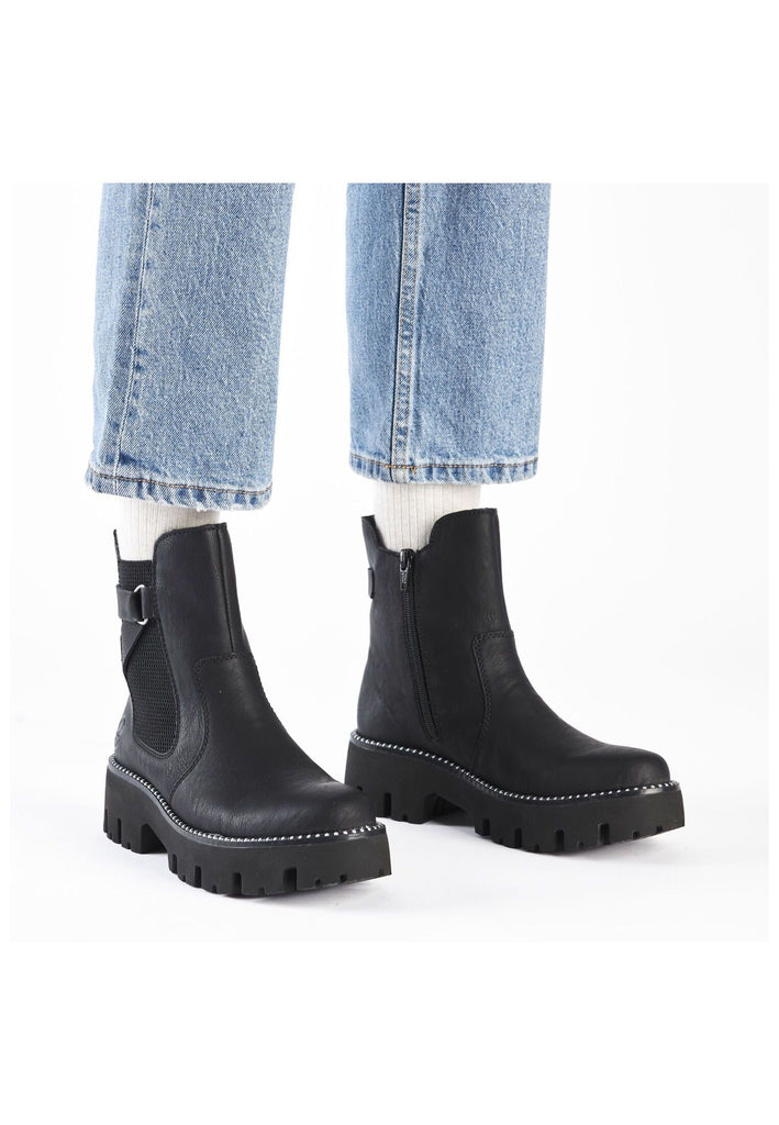 Rieker Stiefelette Lederimitat Schwarz