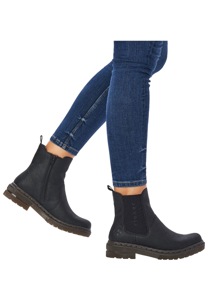 Rieker Stiefelette Lederimitat Schwarz