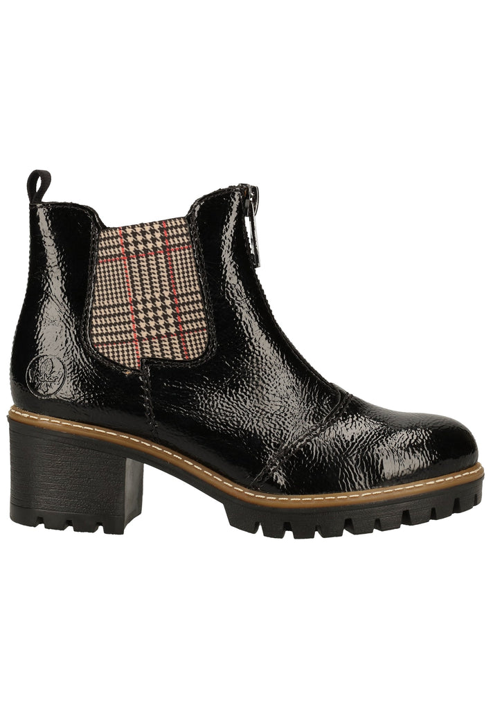 Rieker Stiefelette Lederimitat Schwarz/Beige Warmfutter