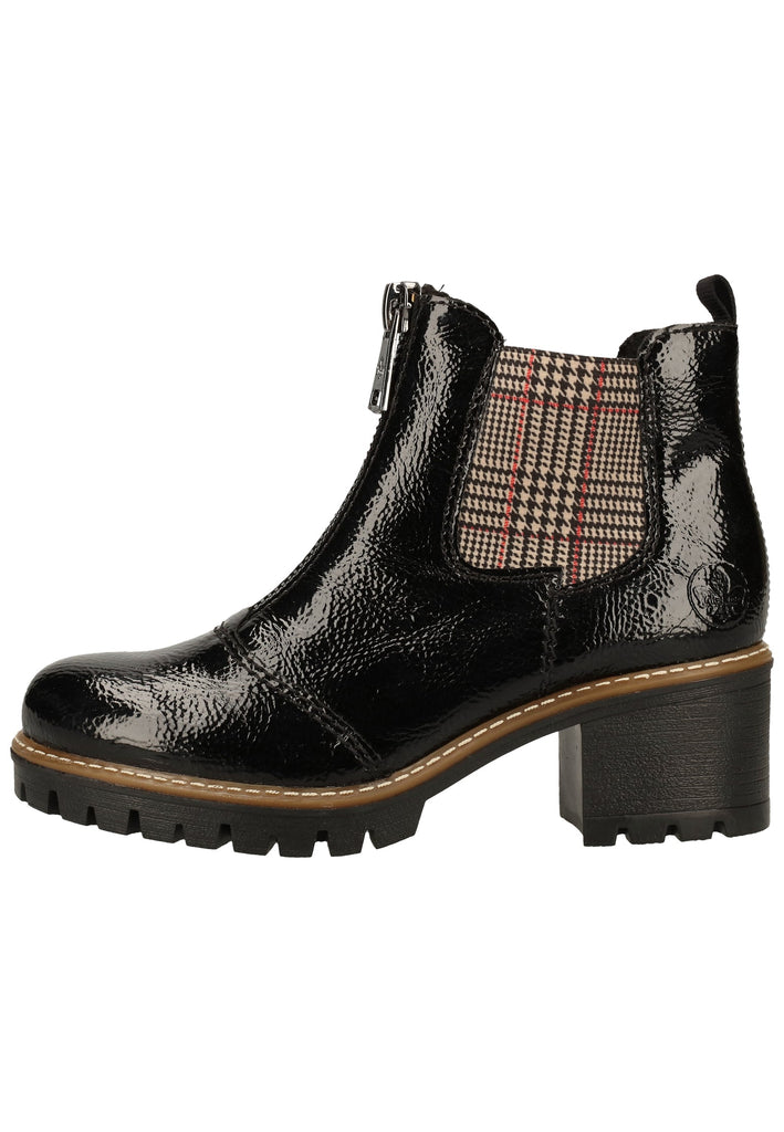 Rieker Stiefelette Lederimitat Schwarz/Beige Warmfutter