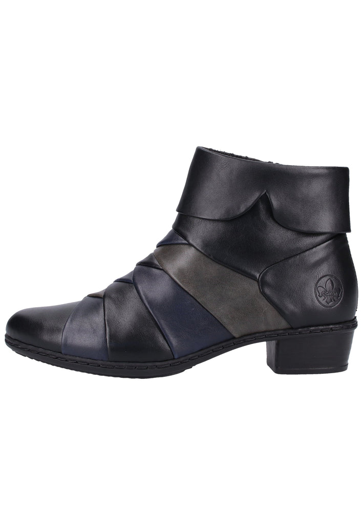 Rieker Stiefelette Lederimitat Schwarz/Blau Warmfutter