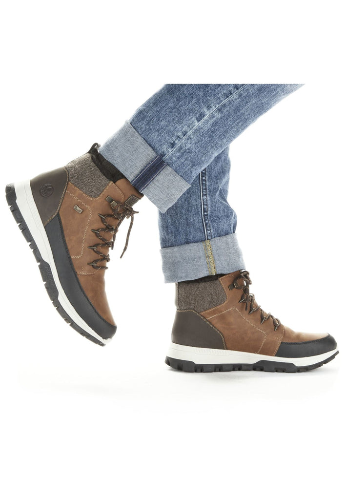 Rieker Stiefelette Lederimitat Schwarz/Braun