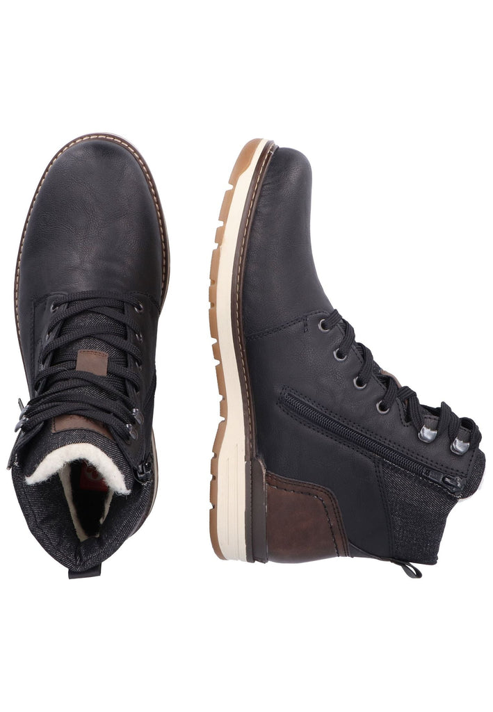 Rieker Stiefelette Lederimitat Schwarz/Braun