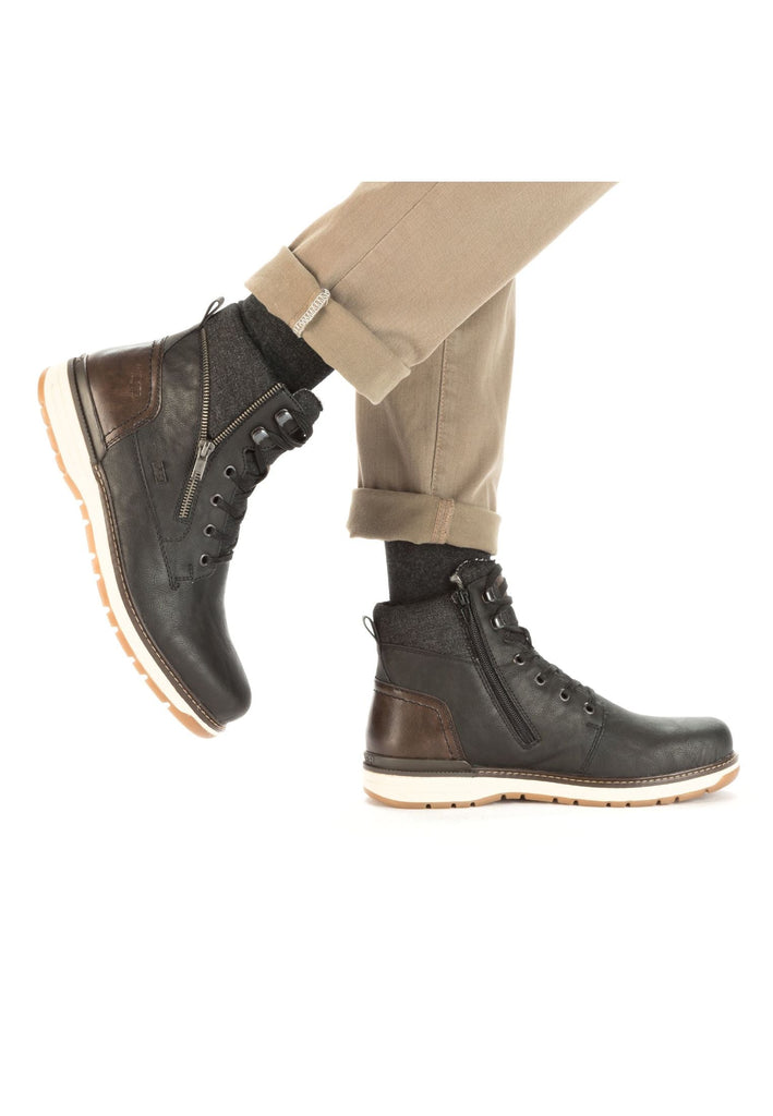 Rieker Stiefelette Lederimitat Schwarz/Braun