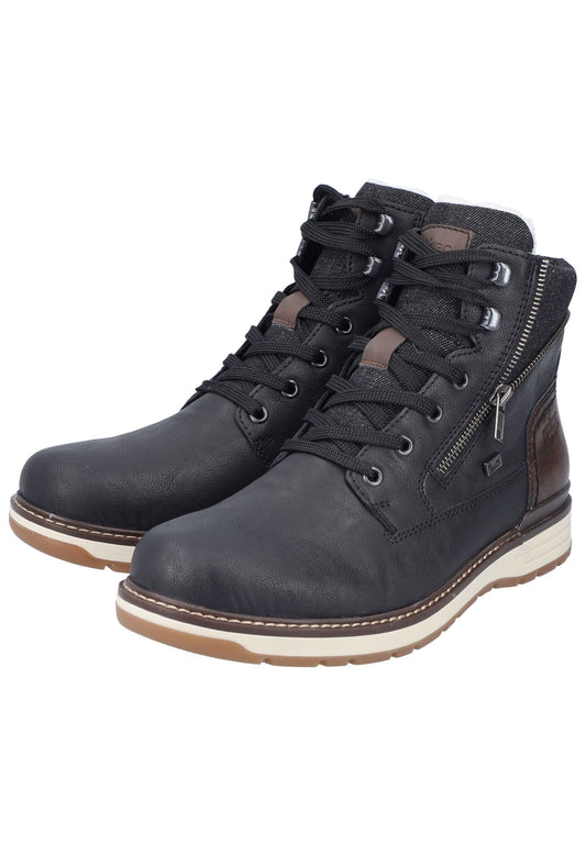 Rieker Stiefelette Lederimitat Schwarz/Braun