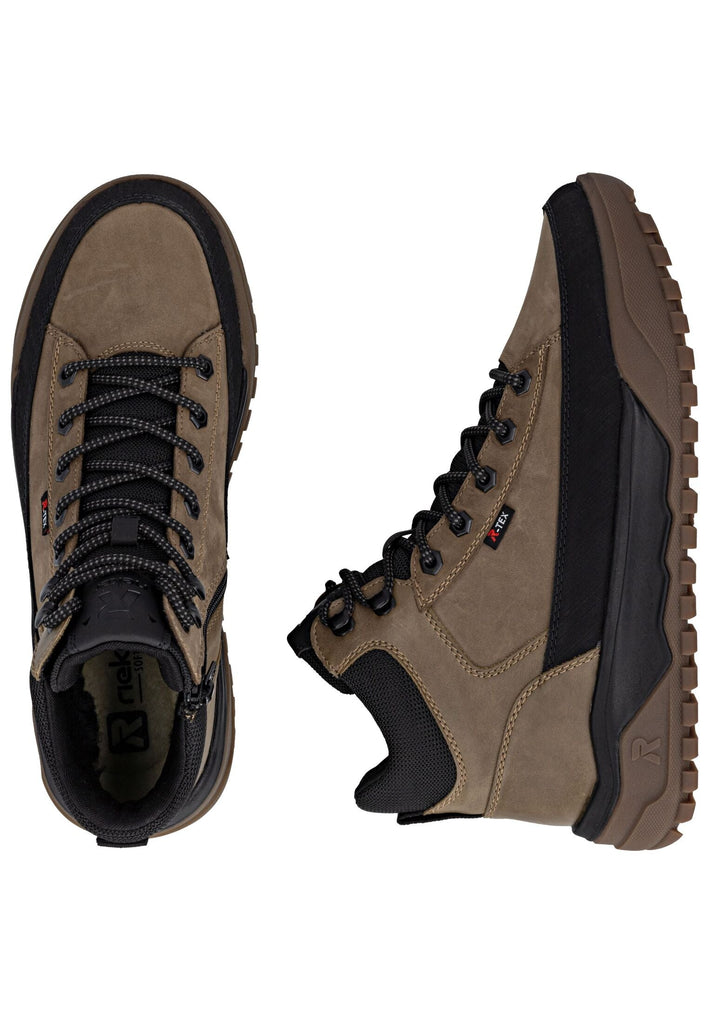 Rieker Stiefelette Lederimitat Schwarz/Braun Warmfutter