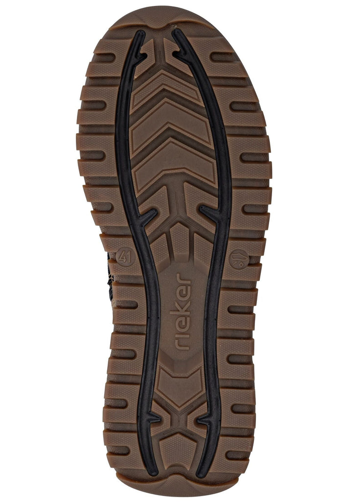 Rieker Stiefelette Lederimitat Schwarz/Braun Warmfutter