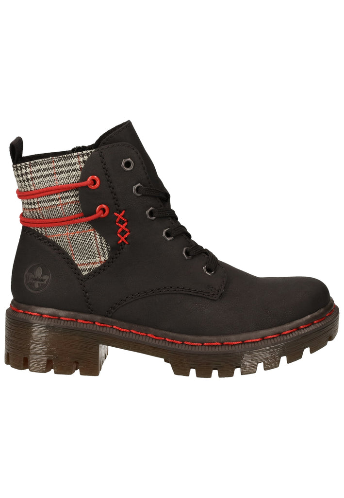Rieker Stiefelette Lederimitat Schwarz/grau Warmfutter