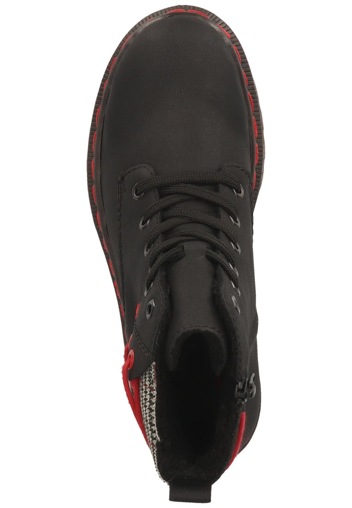 Rieker Stiefelette Lederimitat Schwarz/grau Warmfutter