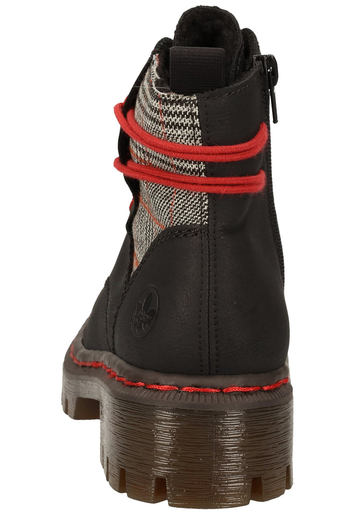 Rieker Stiefelette Lederimitat Schwarz/grau Warmfutter