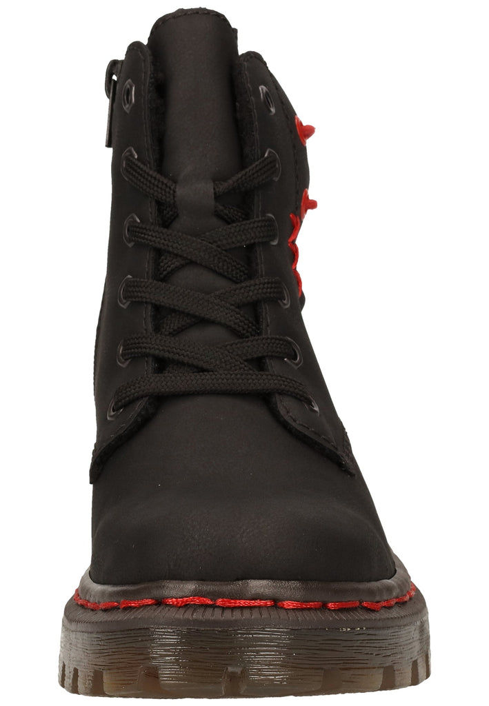 Rieker Stiefelette Lederimitat Schwarz/grau Warmfutter