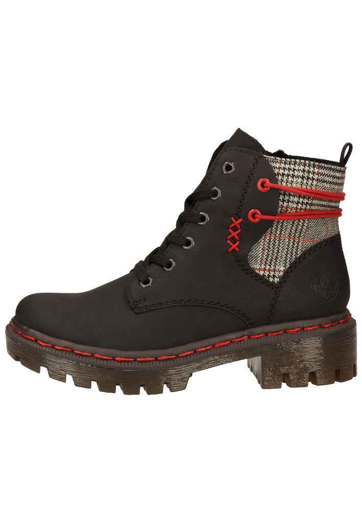 Rieker Stiefelette Lederimitat Schwarz/grau Warmfutter