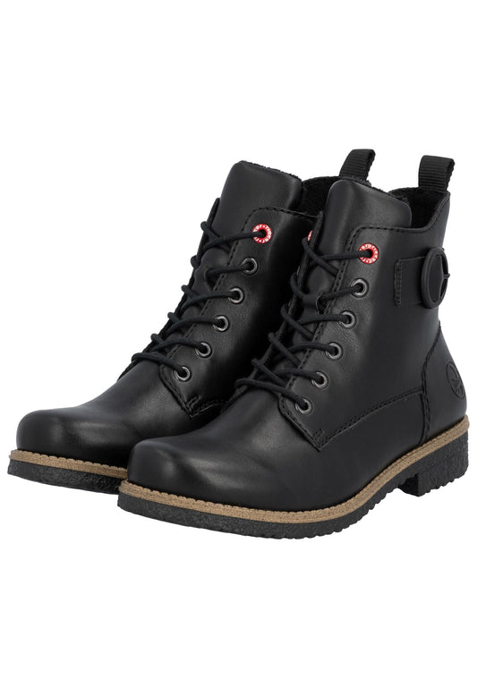 Rieker Stiefelette Lederimitat Schwarz Warmfutter