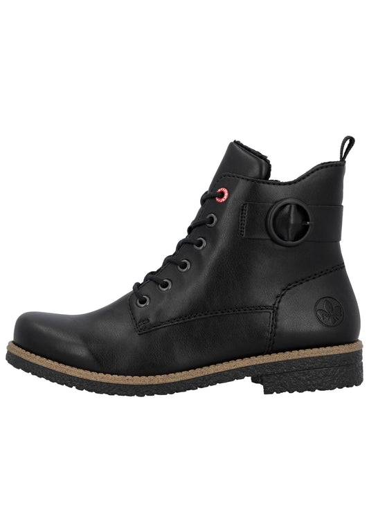 Rieker Stiefelette Lederimitat Schwarz Warmfutter