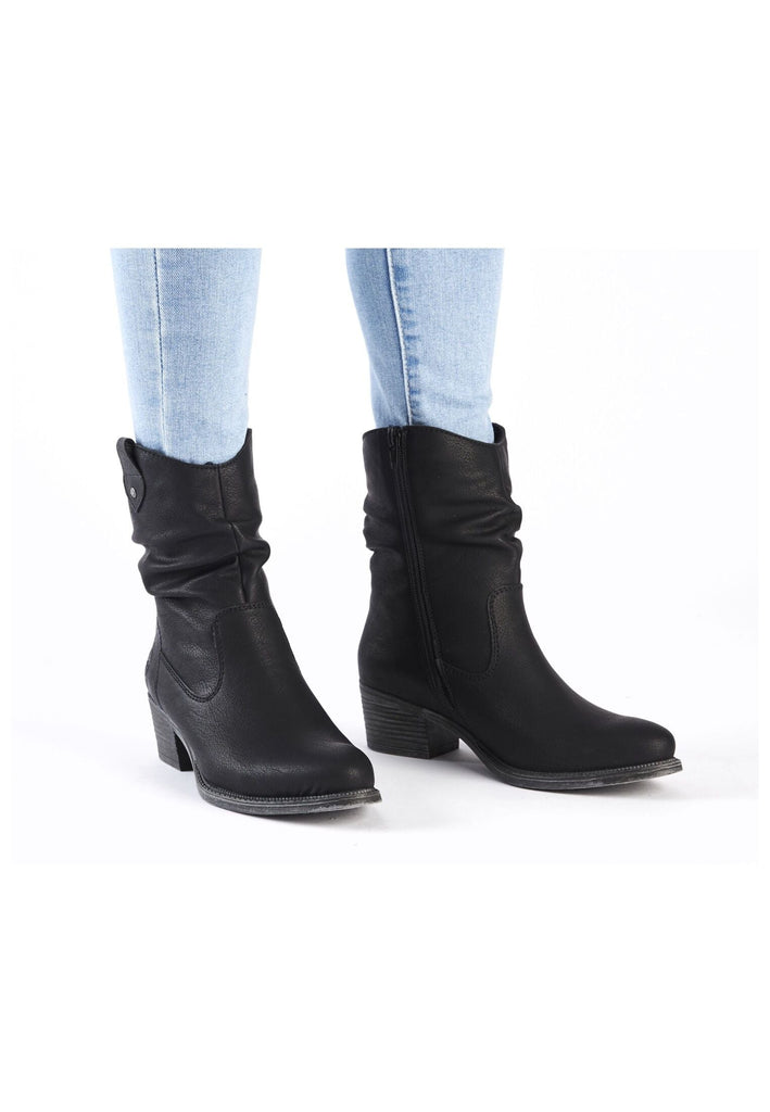 Rieker Stiefelette Lederimitat Schwarz Warmfutter