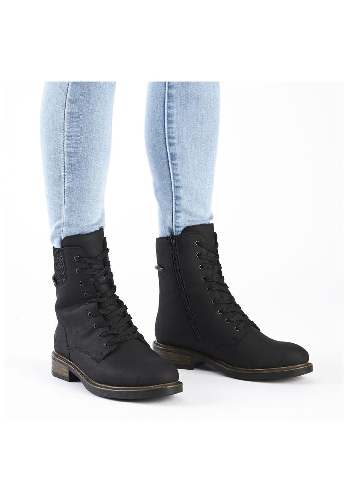 Rieker Stiefelette Lederimitat Schwarz Warmfutter