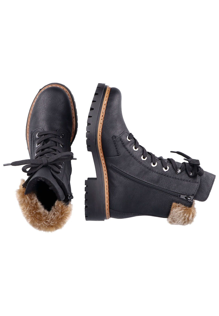 Rieker Stiefelette Lederimitat Schwarz Warmfutter