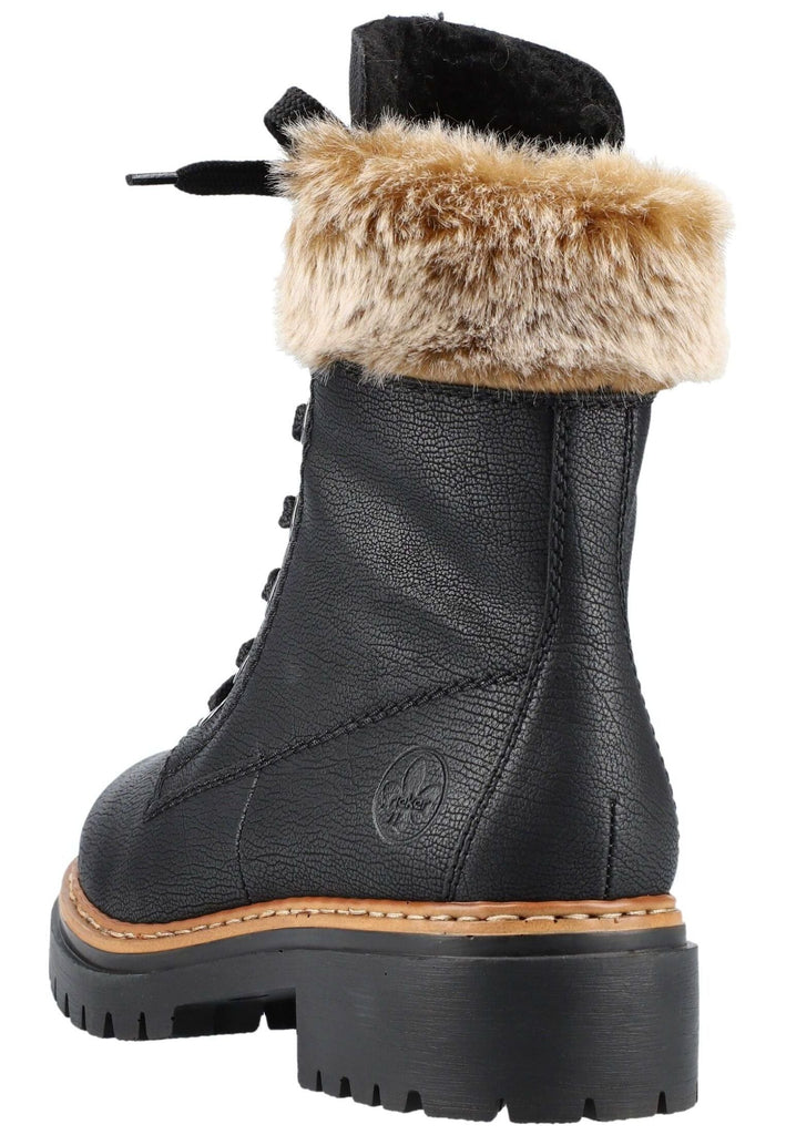 Rieker Stiefelette Lederimitat Schwarz Warmfutter