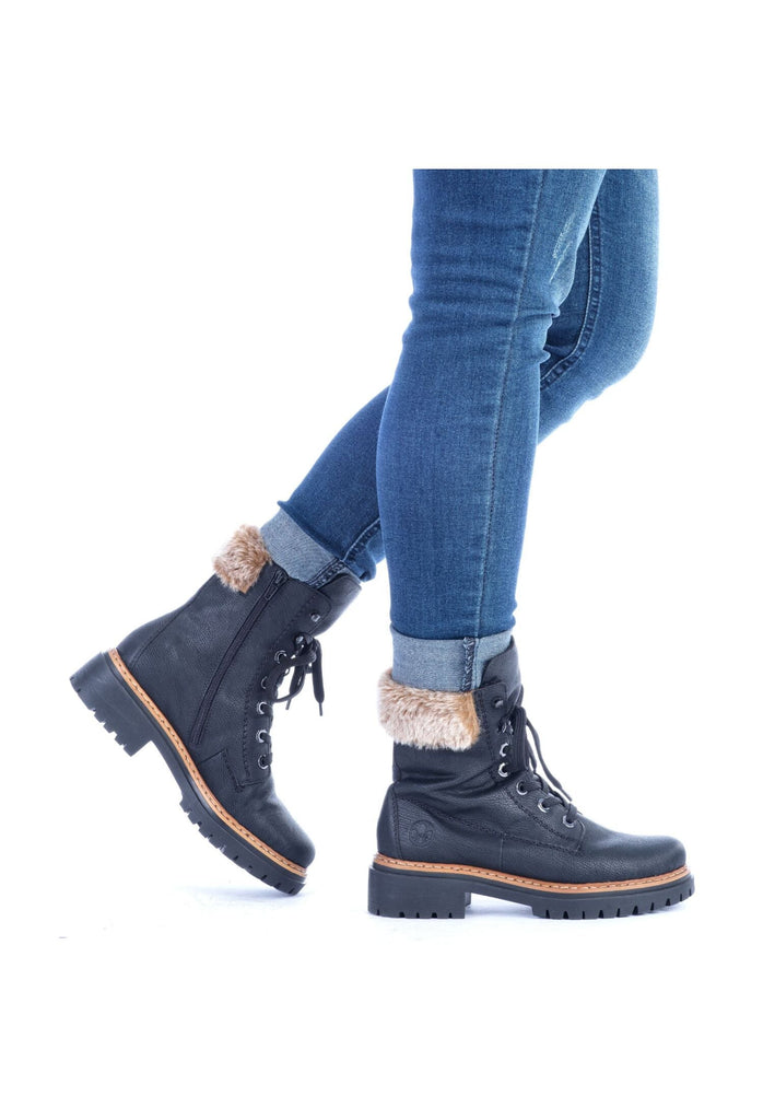 Rieker Stiefelette Lederimitat Schwarz Warmfutter