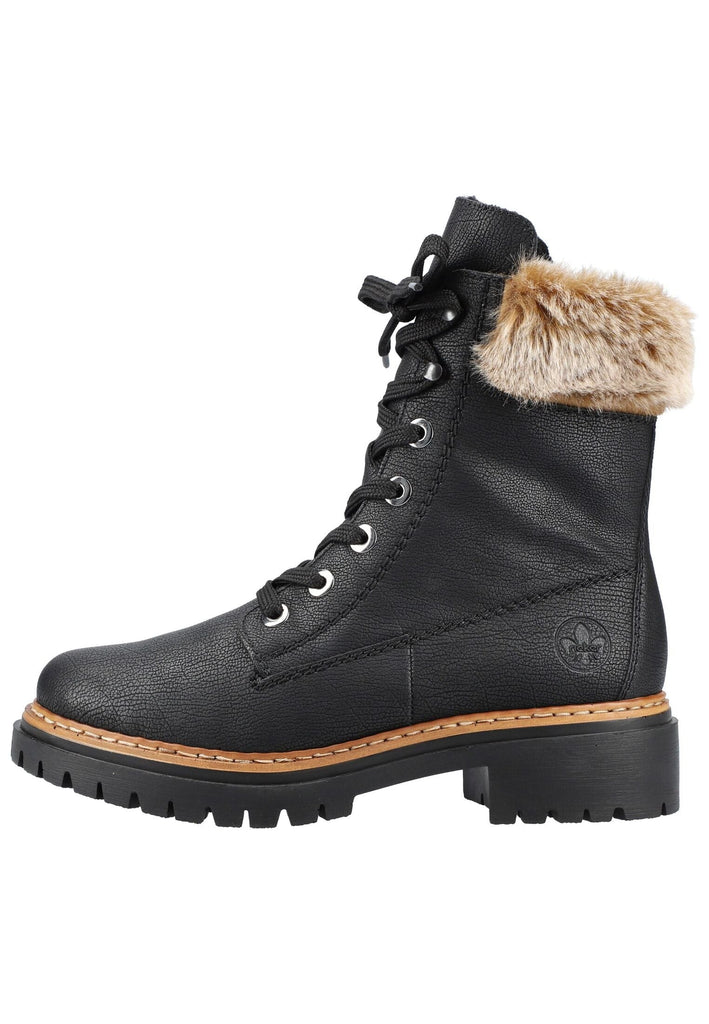 Rieker Stiefelette Lederimitat Schwarz Warmfutter