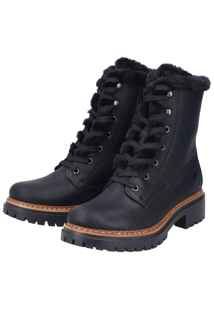 Rieker Stiefelette Lederimitat Schwarz Warmfutter
