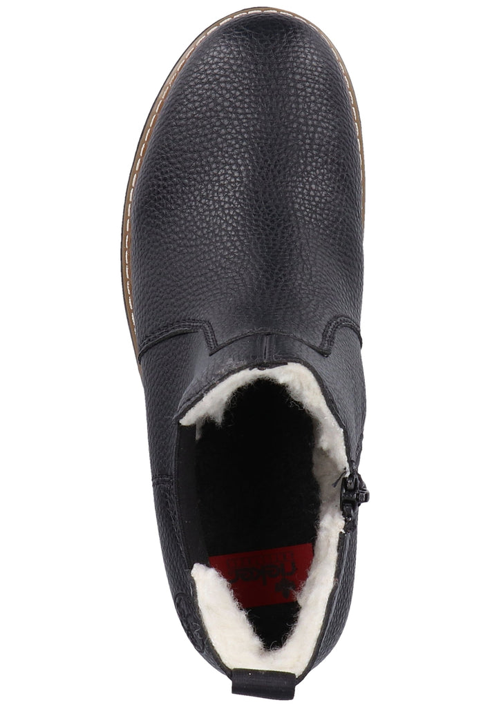 Rieker Stiefelette Lederimitat Schwarz Warmfutter