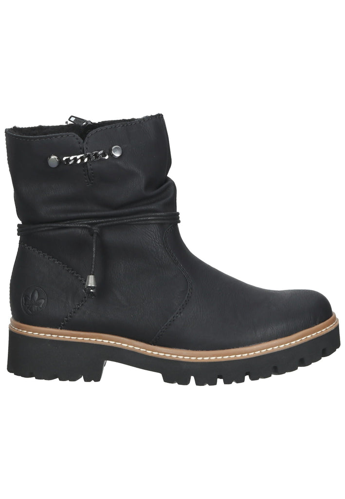 Rieker Stiefelette Lederimitat Schwarz Warmfutter
