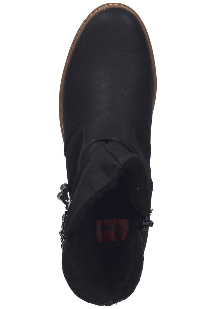 Rieker Stiefelette Lederimitat Schwarz Warmfutter