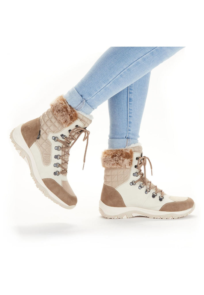 Rieker Stiefelette Lederimitat/Textil Beige/Braun