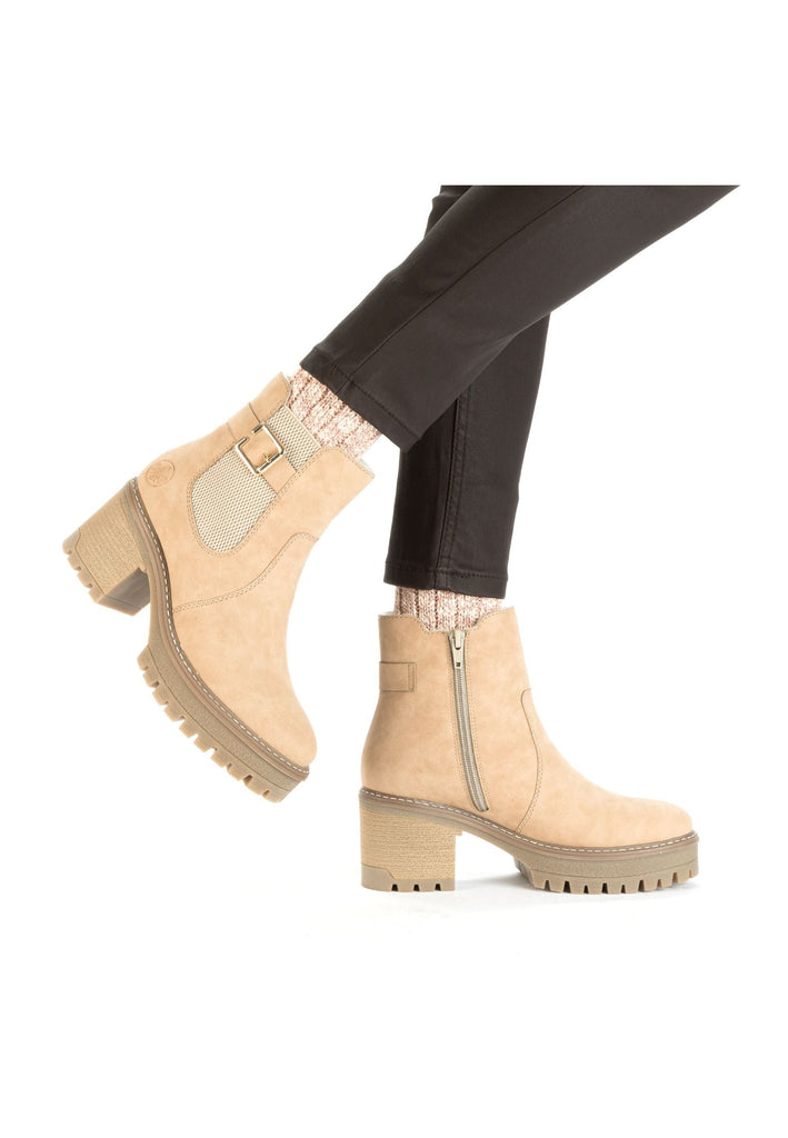 Rieker Stiefelette Lederimitat/Textil Beige/Braun