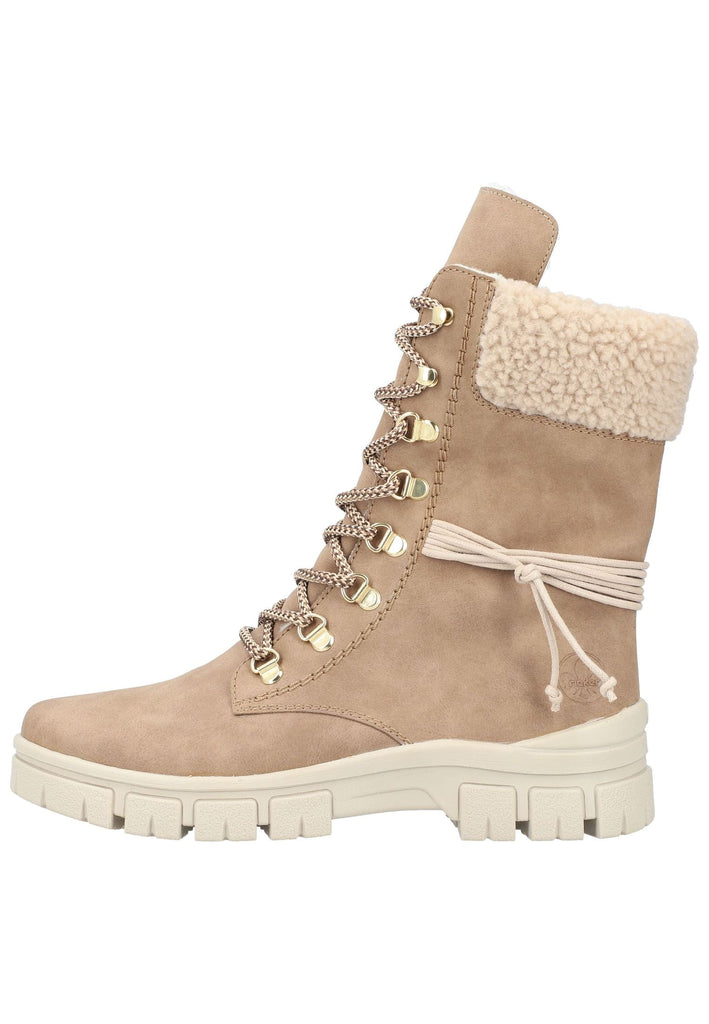 Rieker Stiefelette Lederimitat/Textil Braun/Beige