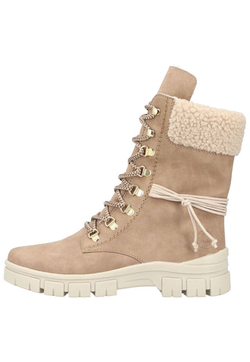 Rieker Stiefelette Lederimitat/Textil Braun/Beige