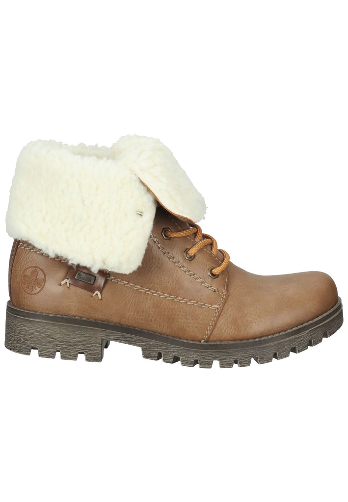 Rieker Stiefelette Lederimitat/Textil Braun/Beige Warmfutter