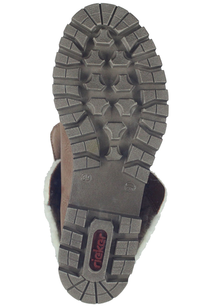 Rieker Stiefelette Lederimitat/Textil Braun/Beige Warmfutter