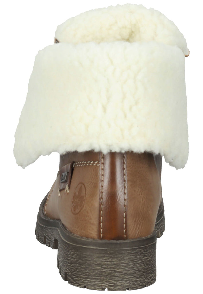Rieker Stiefelette Lederimitat/Textil Braun/Beige Warmfutter