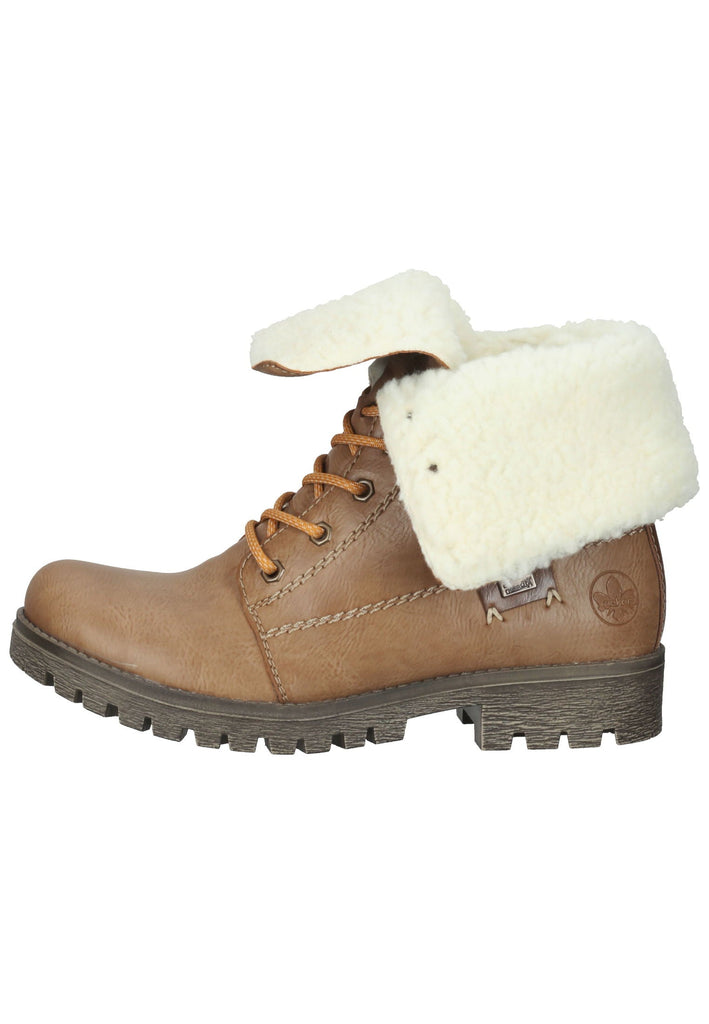 Rieker Stiefelette Lederimitat/Textil Braun/Beige Warmfutter