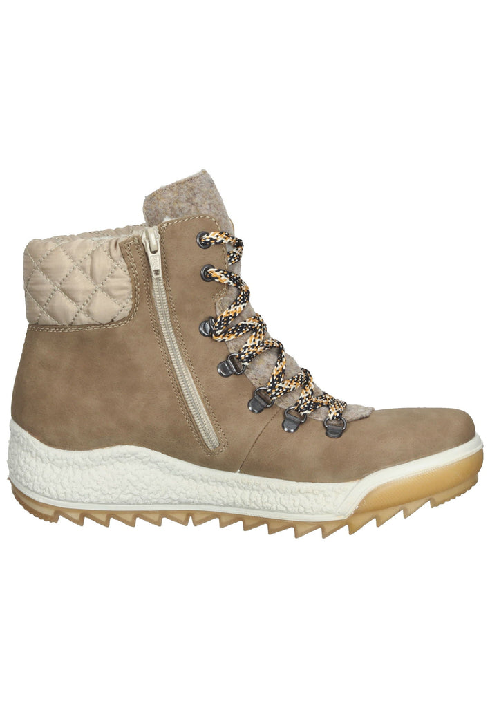 Rieker Stiefelette Lederimitat/Textil Braun/Beige Warmfutter