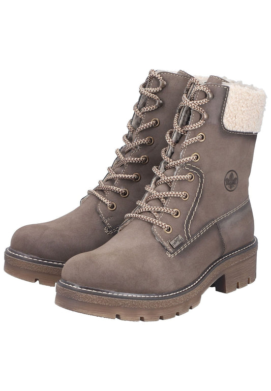Rieker Stiefelette Lederimitat/Textil Mittelbraun Warmfutter