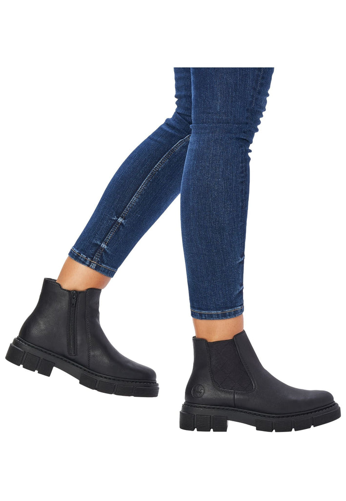 Rieker Stiefelette Lederimitat/Textil Schwarz