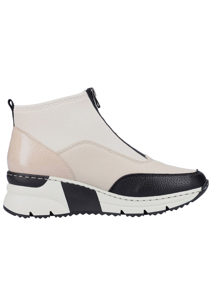 Rieker Stiefelette Lederimitat/Textil Schwarz/Beige
