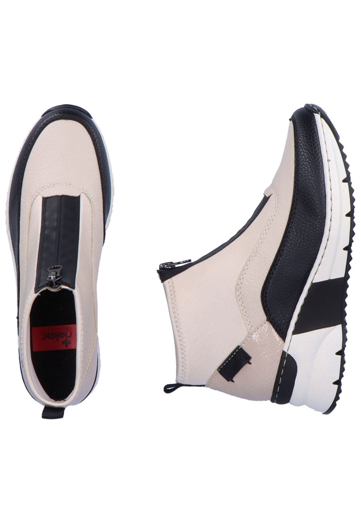 Rieker Stiefelette Lederimitat/Textil Schwarz/Beige