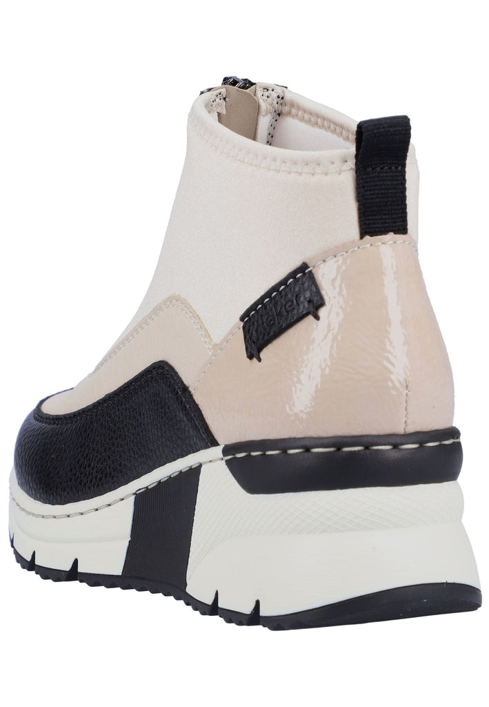 Rieker Stiefelette Lederimitat/Textil Schwarz/Beige