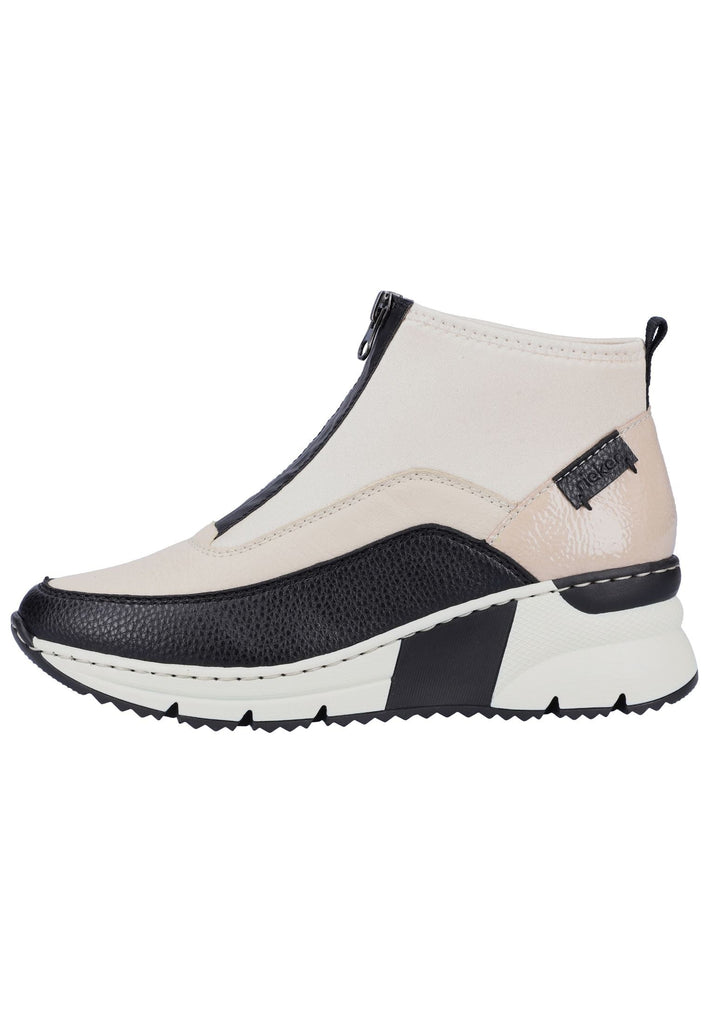 Rieker Stiefelette Lederimitat/Textil Schwarz/Beige