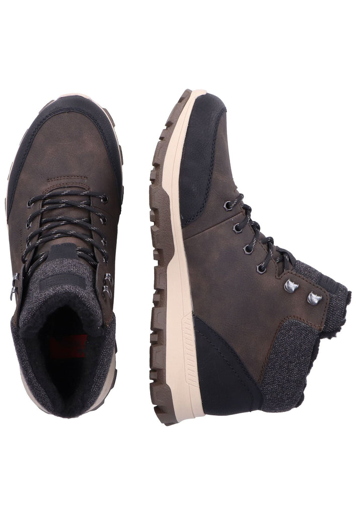 Rieker Stiefelette Lederimitat/Textil Schwarz/Braun