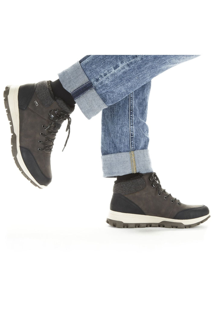 Rieker Stiefelette Lederimitat/Textil Schwarz/Braun